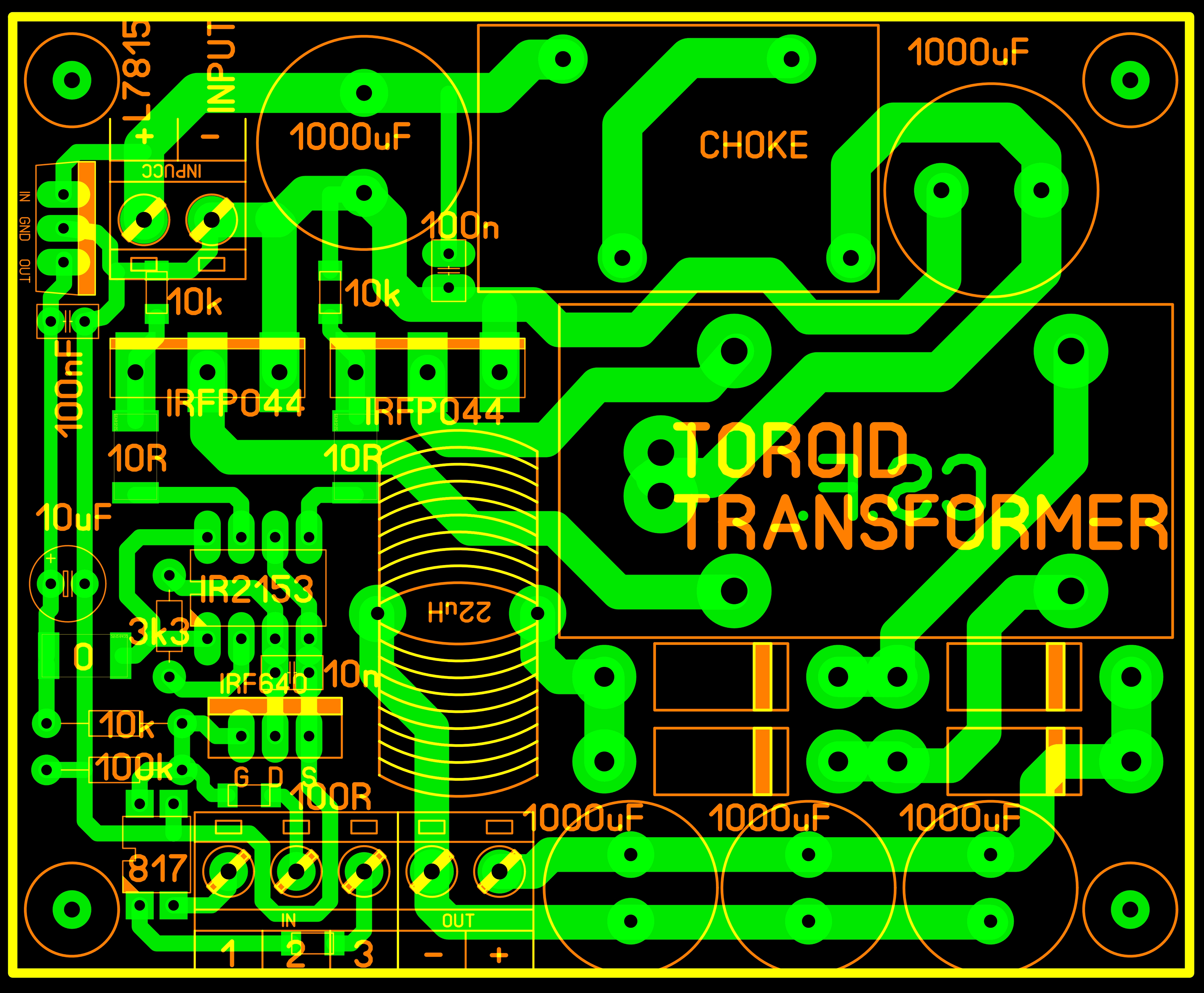Duda galvanikus leválasztó tápegység NYÁK rajza.