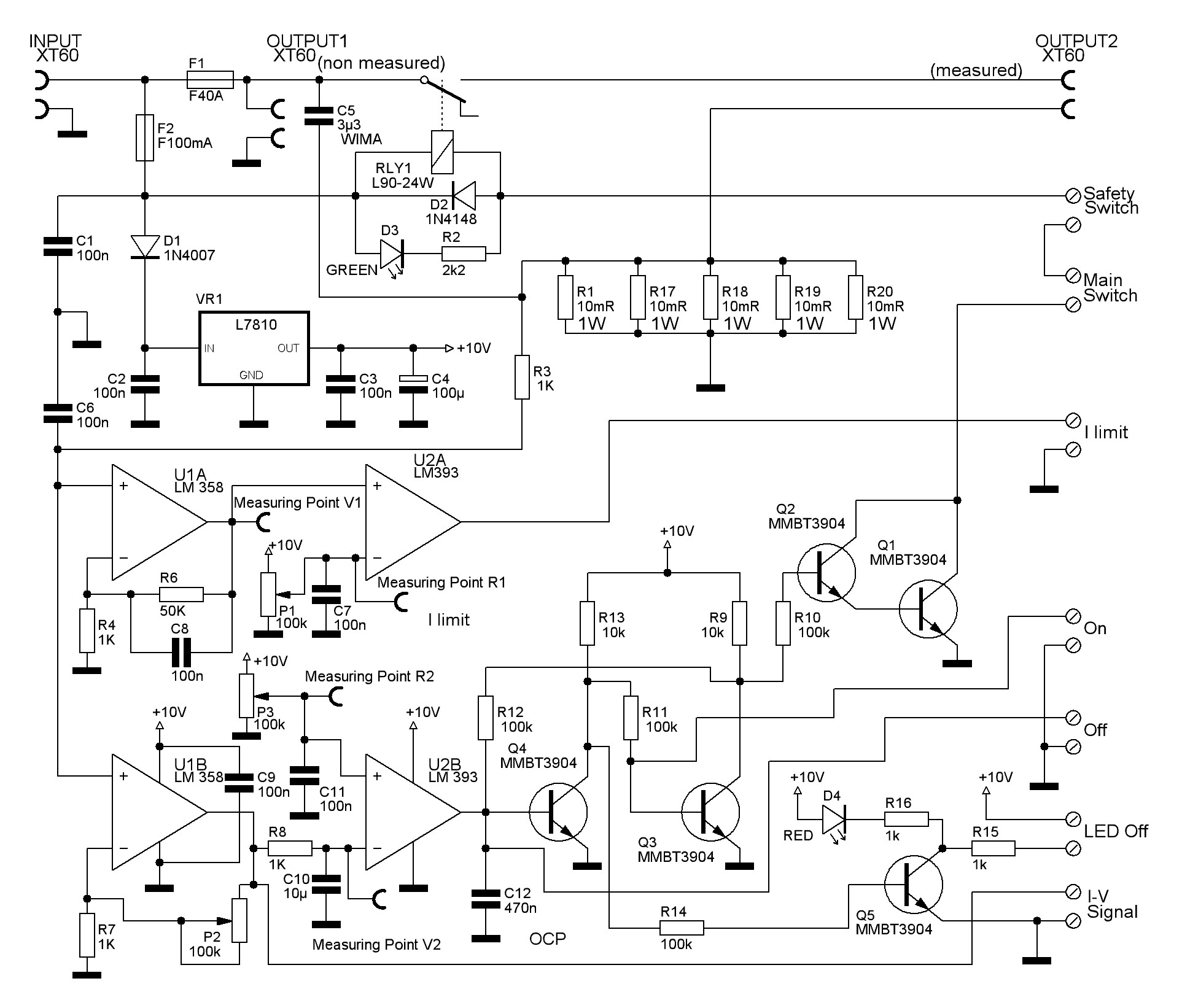 Főkapcsoló áramkör kapcsolási rajza.