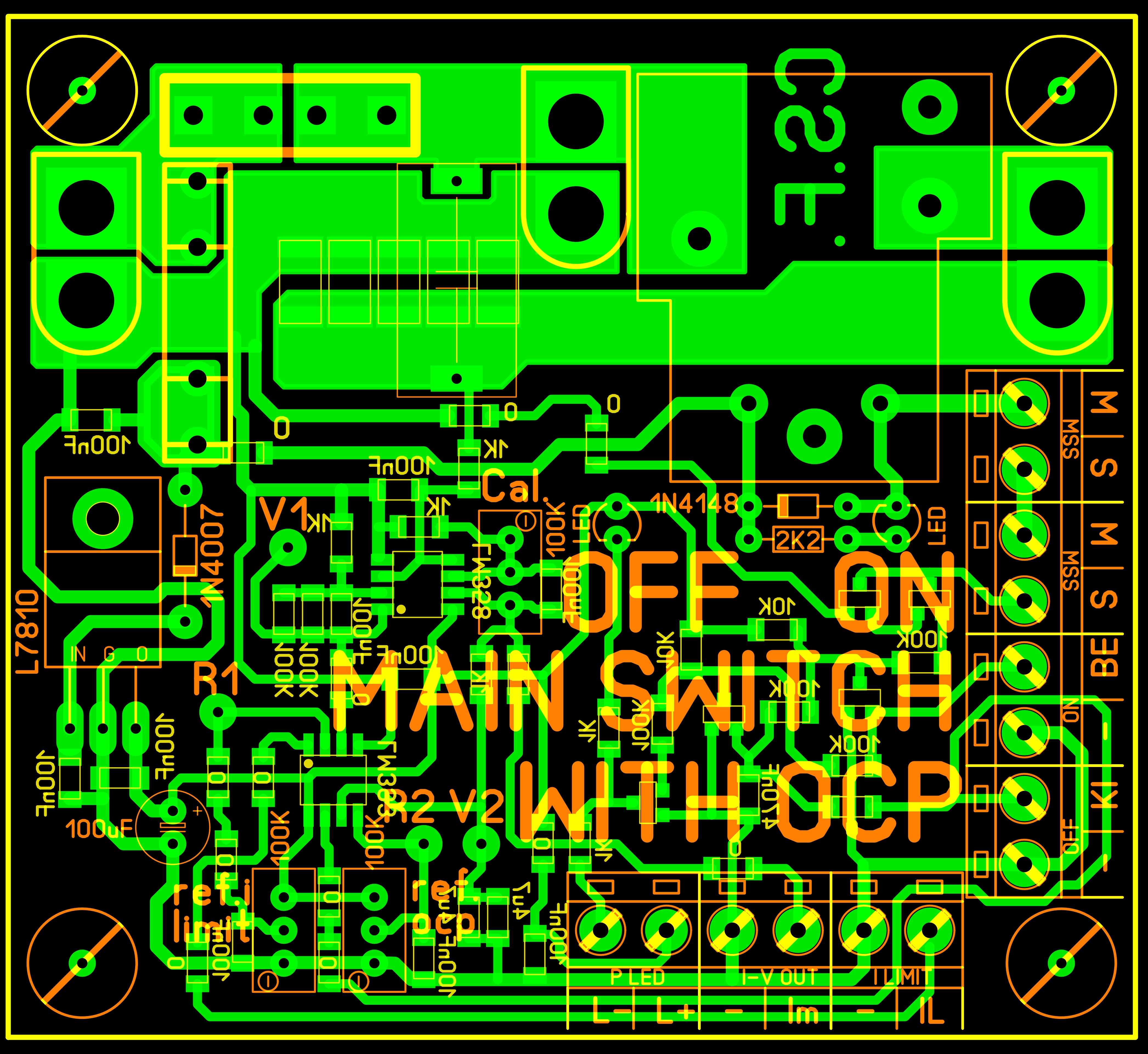 Főkapcsoló áramkör NYÁK rajza.