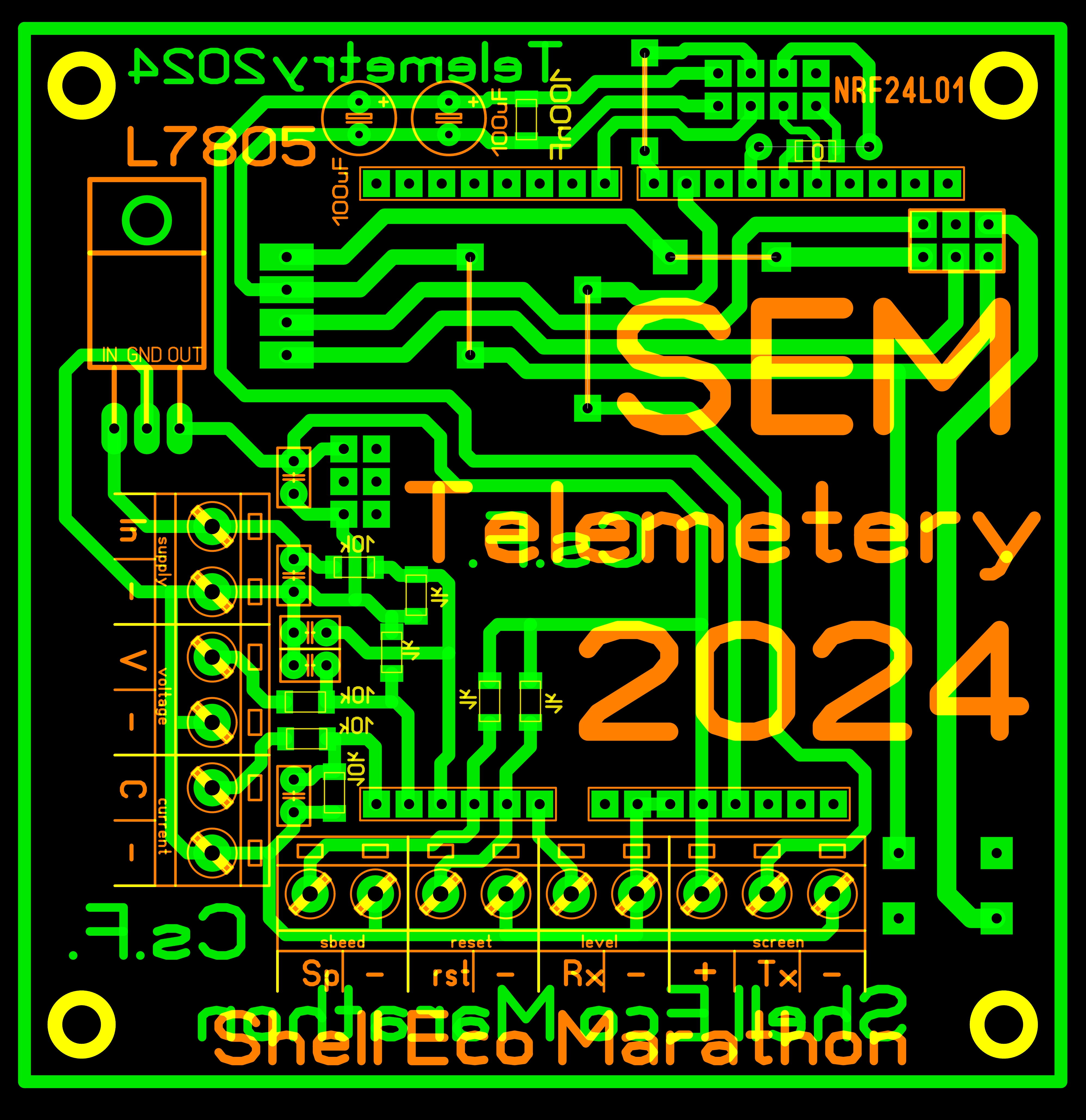Adatgyűjtő-adó áramkör NYÁK rajza.