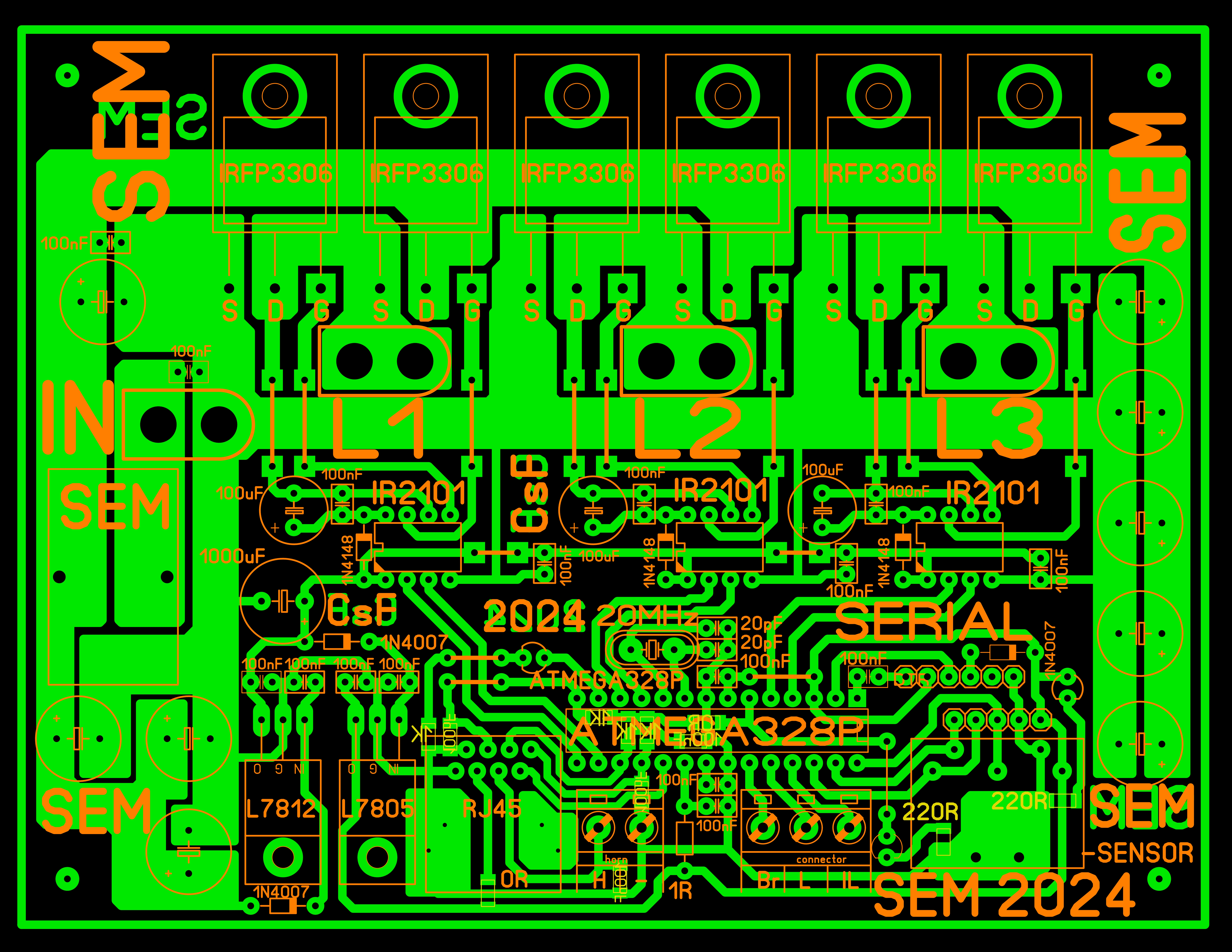 Motor-vezérlő áramkör NYÁK rajza.